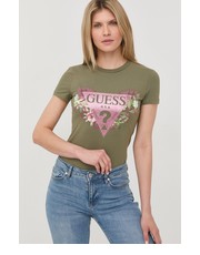 Bluzka t-shirt damski kolor zielony - Answear.com Guess