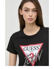Bluzka t-shirt bawełniany kolor czarny - Answear.com Guess