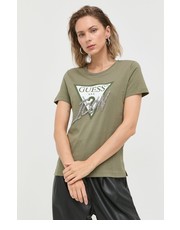 Bluzka t-shirt bawełniany kolor zielony - Answear.com Guess