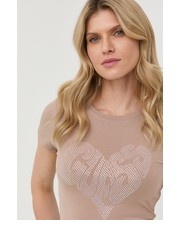 Bluzka t-shirt damski kolor brązowy - Answear.com Guess