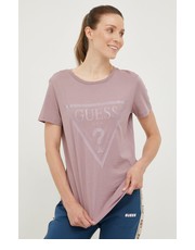Bluzka t-shirt bawełniany kolor fioletowy - Answear.com Guess