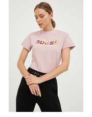Bluzka t-shirt bawełniany kolor fioletowy - Answear.com Guess