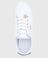Sneakersy Guess Buty skórzane kolor biały na płaskiej podeszwie