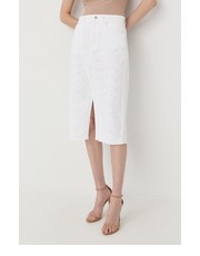 Spódnica spódnica bawełniana kolor biały midi prosta - Answear.com Guess