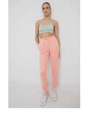 Spodnie Spodnie bawełniane damskie kolor różowy z nadrukiem - Answear.com Guess