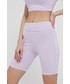 Spodnie Guess szorty damskie kolor fioletowy z aplikacją high waist