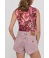 Spodnie Guess szorty jeansowe damskie kolor fioletowy gładkie medium waist