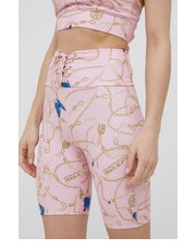 Spodnie szorty damskie kolor różowy wzorzyste high waist - Answear.com Guess