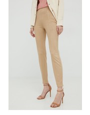 Spodnie spodnie damskie kolor brązowy dopasowane high waist - Answear.com Guess