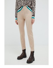 Spodnie spodnie damskie kolor brązowy dopasowane high waist - Answear.com Guess