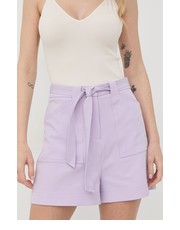Spodnie szorty damskie kolor fioletowy gładkie high waist - Answear.com Guess