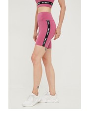 Spodnie szorty damskie kolor fioletowy z nadrukiem medium waist - Answear.com Guess