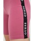 Spodnie Guess szorty damskie kolor fioletowy z nadrukiem medium waist