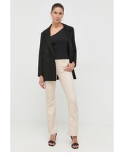 Spodnie spodnie damskie kolor beżowy proste medium waist - Answear.com Guess
