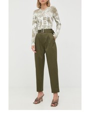 Spodnie spodnie damskie kolor zielony proste high waist - Answear.com Guess