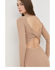 Sukienka sukienka kolor brązowy mini dopasowana - Answear.com Guess