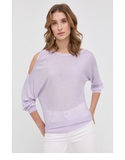 Sweter sweter z domieszką jedwabiu damski kolor fioletowy lekki - Answear.com Guess
