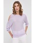Sweter Guess sweter z domieszką jedwabiu damski kolor fioletowy lekki
