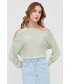 Sweter Guess sweter z domieszką jedwabiu damski kolor zielony lekki