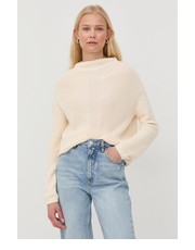 Sweter sweter damski kolor beżowy lekki z półgolfem - Answear.com Guess