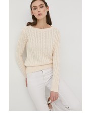 Sweter sweter damski kolor beżowy lekki - Answear.com Guess