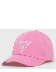 Czapka czapka bawełniana kolor różowy z aplikacją - Answear.com Guess