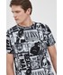 T-shirt - koszulka męska Guess T-shirt bawełniany kolor czarny wzorzysty