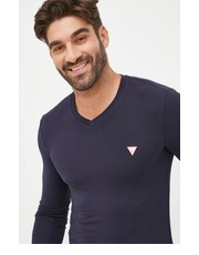 T-shirt - koszulka męska longsleeve męski kolor granatowy gładki - Answear.com Guess