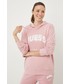 Bluza Guess bluza bawełniana damska kolor różowy z kapturem z nadrukiem