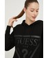 Bluza Guess bluza damska kolor czarny z kapturem z nadrukiem