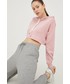 Bluza Guess bluza damska kolor różowy z kapturem gładka