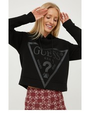 Bluza bluza damska kolor czarny z kapturem z nadrukiem - Answear.com Guess