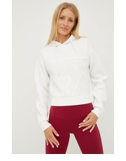 Bluza bluza damska kolor beżowy z kapturem z nadrukiem - Answear.com Guess