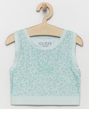 Koszulka top dziecięcy kolor turkusowy - Answear.com Guess