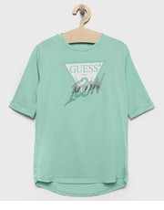 Koszulka t-shirt dziecięcy kolor turkusowy - Answear.com Guess