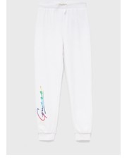 Spodnie spodnie bawełniane dziecięce kolor biały z nadrukiem - Answear.com Guess