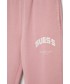 Spodnie Guess spodnie dresowe bawełniane dziecięce kolor różowy gładkie