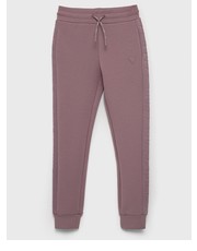 Spodnie spodnie dresowe dziecięce kolor fioletowy gładkie - Answear.com Guess