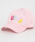 Czapka dziecięca Guess czapka bawełniana dziecięca kolor różowy z aplikacją