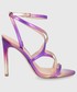Sandały na obcasie Guess sandały skórzane FENNELA kolor fioletowy