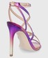 Sandały na obcasie Guess sandały skórzane FENNELA kolor fioletowy
