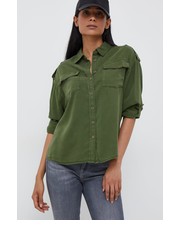 Koszula koszula damska kolor zielony relaxed z kołnierzykiem klasycznym - Answear.com Pepe Jeans