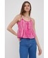 Bluzka Pepe Jeans bluzka bawełniana PAM damska kolor różowy wzorzysta