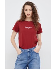 Bluzka t-shirt bawełniany kolor bordowy - Answear.com Pepe Jeans