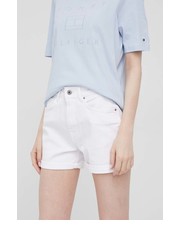 Spodnie szorty jeansowe MARY SHORT damskie kolor biały gładkie high waist - Answear.com Pepe Jeans