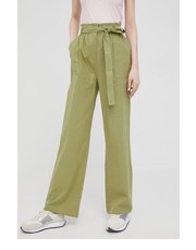 Spodnie spodnie z domieszką lnu LOURDES damskie kolor zielony proste high waist - Answear.com Pepe Jeans