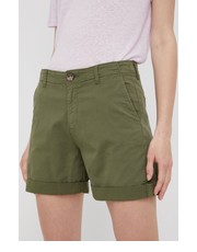 Spodnie szorty JUNIE damskie kolor zielony gładkie medium waist - Answear.com Pepe Jeans