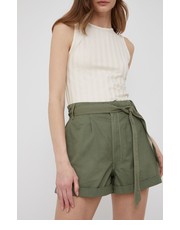 Spodnie szorty bawełniane KAYLEE SHORT damskie kolor zielony gładkie high waist - Answear.com Pepe Jeans