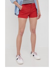 Spodnie szorty bawełniane BALBOA SHORT damskie kolor czerwony gładkie medium waist - Answear.com Pepe Jeans