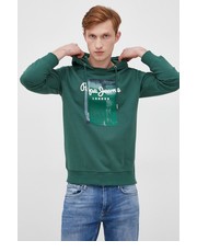 Bluza męska bluza bawełniana męska kolor zielony z kapturem z nadrukiem - Answear.com Pepe Jeans